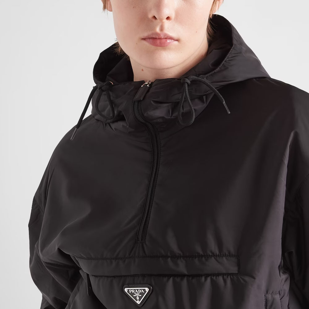 Details for (Women) Prada Re-Nylon SS23 Black Half-Zip Hooded Jacket with Triangle Logo 29Z097-1WQ9-F0002-S-231