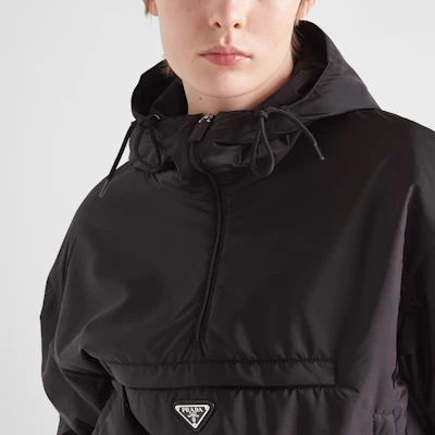 (Women) Prada Re-Nylon SS23 Black Half-Zip Hooded Jacket with Triangle Logo 29Z097-1WQ9-F0002-S-231 Details for (Women) Prada Re-Nylon SS23 Black Half-Zip Hooded Jacket with Triangle Logo 29Z097-1WQ9-F0002-S-231