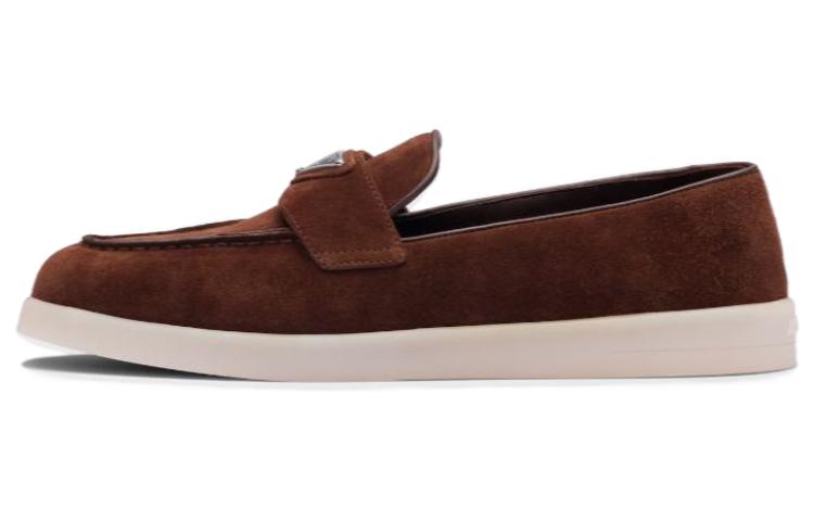 (W) Prada Round-Toe Logo Velvet Sneakers 'Brown'