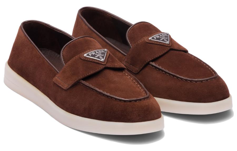 (W) Prada Round-Toe Logo Velvet Sneakers 'Brown' 圖 2