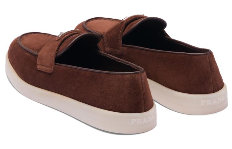 (W) Prada Round-Toe Logo Velvet Sneakers 'Brown' 圖 4