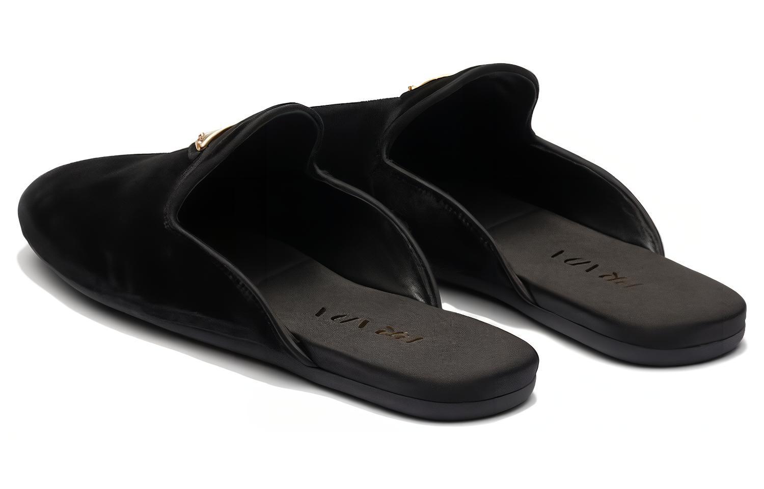 (W) Prada Round-Toe Velvet Slip-On Mules 'Black' 圖 4