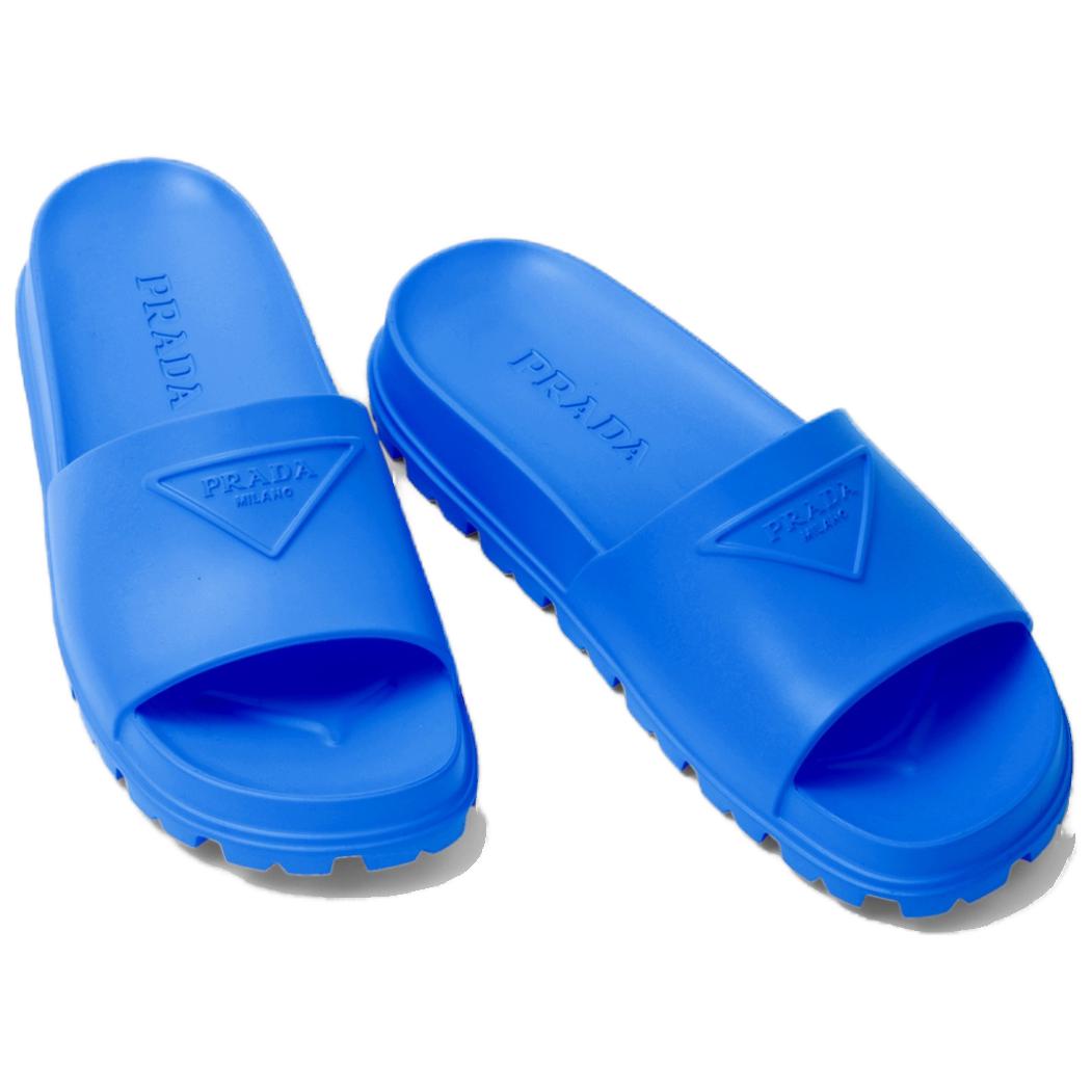 Lookbook PRADA 普拉達 徽標橡膠拖鞋 女款 藍色