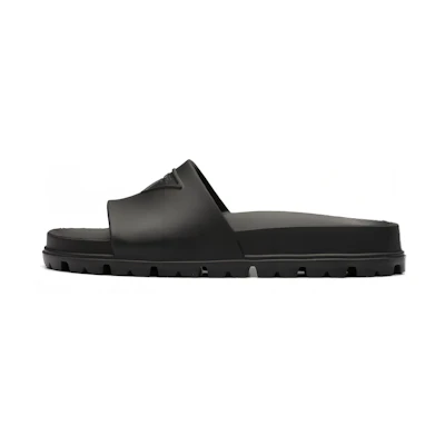 (W) Prada Rubber Slides Black