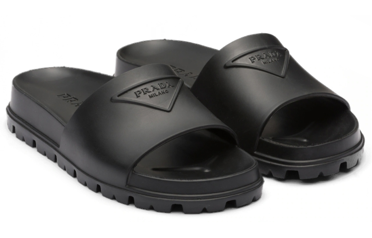 (W) Prada Rubber Slides Black 圖 3