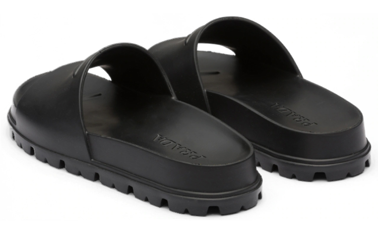 (W) Prada Rubber Slides Black 圖 4