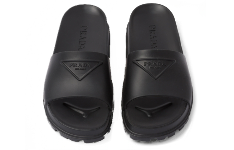 (W) Prada Rubber Slides Black 圖 5