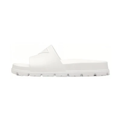 (W) Prada Rubber Slides White