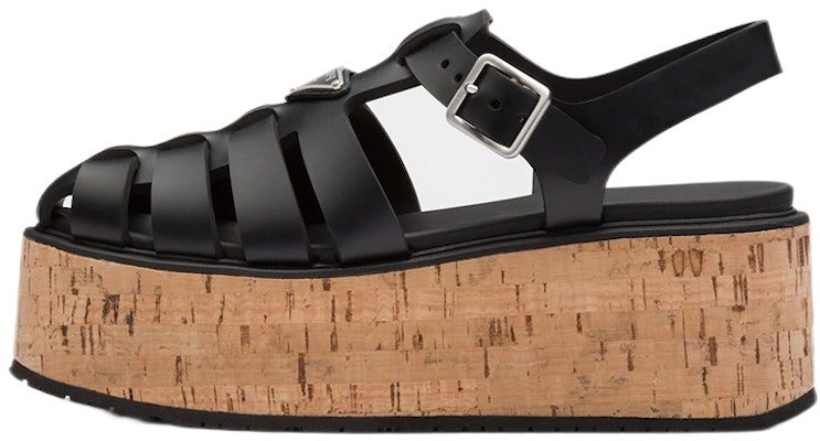 (Women) Prada Rubber Wedge Platform Sandals 'Black' 1X853M_3LLP_F0002_F_B075 Buy (Women) Prada Rubber Wedge Platform Sandals 'Black' 1X853M_3LLP_F0002_F_B075
