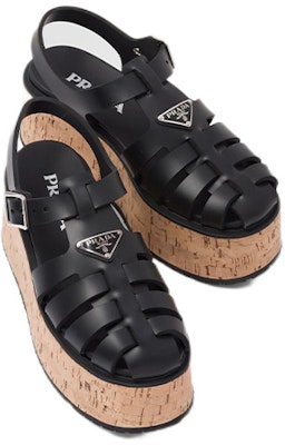 (Women) Prada Rubber Wedge Platform Sandals 'Black' 1X853M_3LLP_F0002_F_B075 Shop (Women) Prada Rubber Wedge Platform Sandals 'Black' 1X853M_3LLP_F0002_F_B075