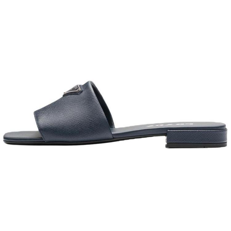 (W) Prada Saffiano 'Flat Cross Strap Fashion Slide Sea Blue'