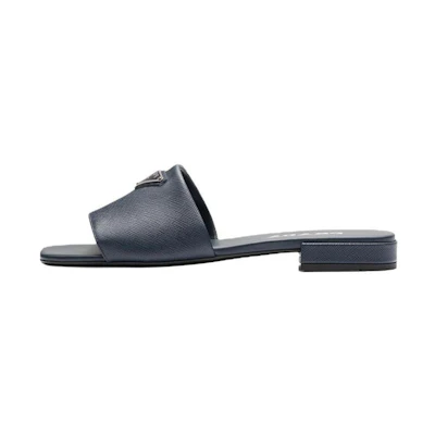 (W) Prada Saffiano 'Flat Cross Strap Fashion Slide Sea Blue'