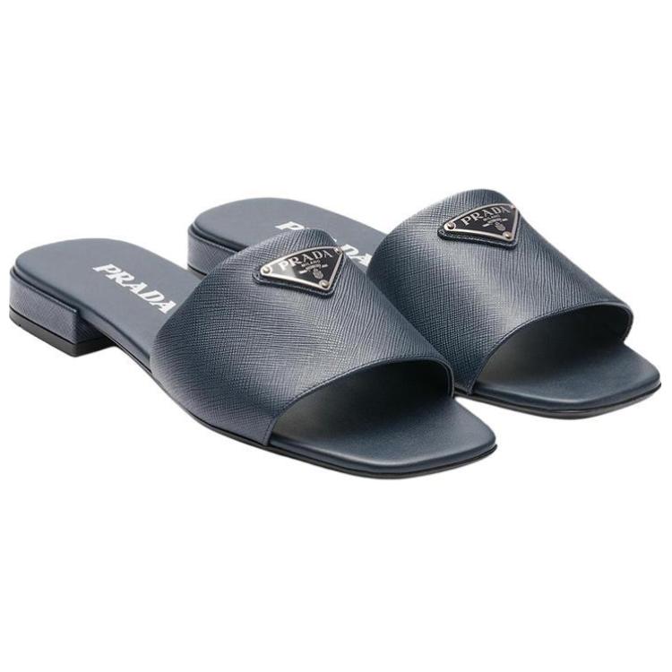 (W) Prada Saffiano 'Flat Cross Strap Fashion Slide Sea Blue' 圖 3