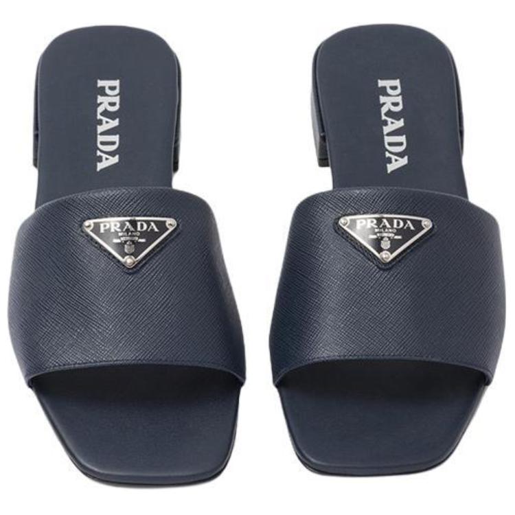 (W) Prada Saffiano 'Flat Cross Strap Fashion Slide Sea Blue' 圖 4