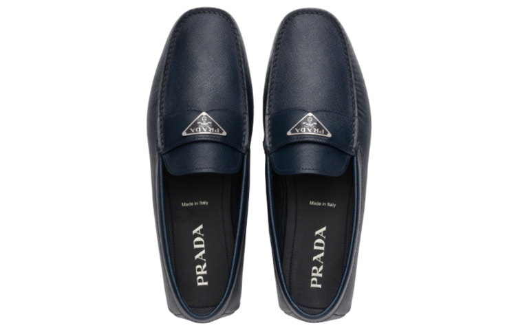 (W) Prada Saffiano Leather Loafers 'Blue Enamel Triangle Logo' 圖 4