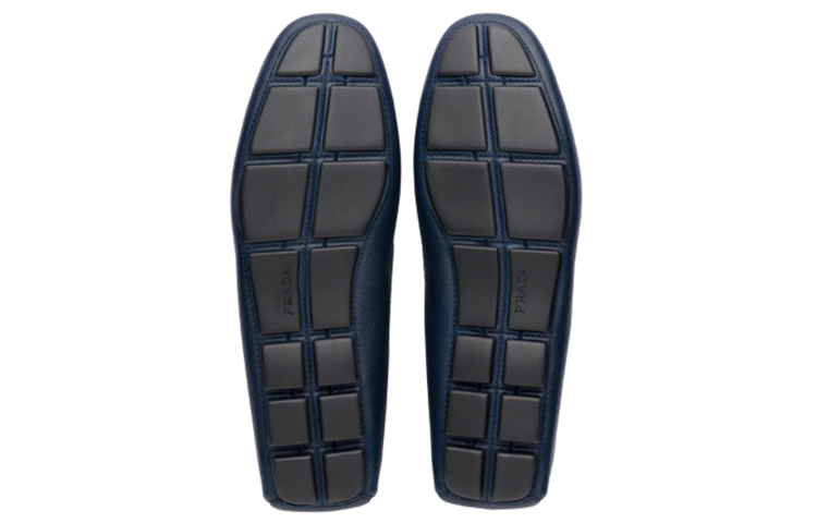 (W) Prada Saffiano Leather Loafers 'Metal Logo - Blue' 圖 5
