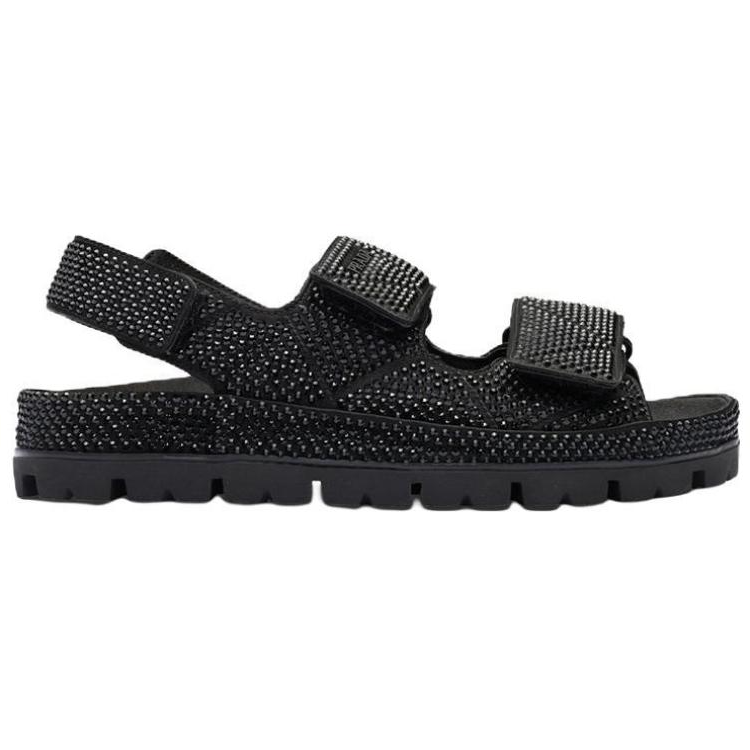 (W) Prada Satin Crystal Embellished Fashion Slide 'Black' 圖 2