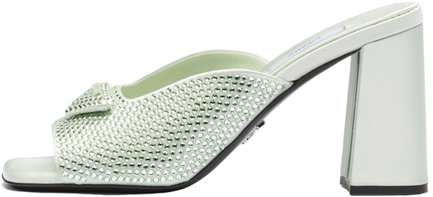 (W) Prada 绿色缎面水晶方跟凉鞋 1XX642_2AWL_F0934_F_085 Buy (W) Prada 绿色缎面水晶方跟凉鞋 1XX642_2AWL_F0934_F_085