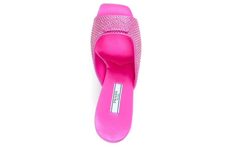 (W) Prada Satin Crystal Studded Sandals 'Pink' 圖 5