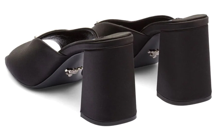 (W) Prada Satin Enamel Triangle Logo 'Fashion Sandal Black' 圖 5