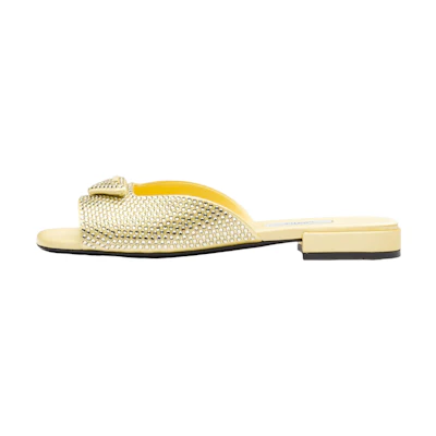 (W) Prada Satin Fashion Slippers 'Faux Crystal Yellow'