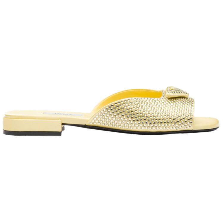 (W) Prada Satin Fashion Slippers 'Faux Crystal Yellow' 圖 2
