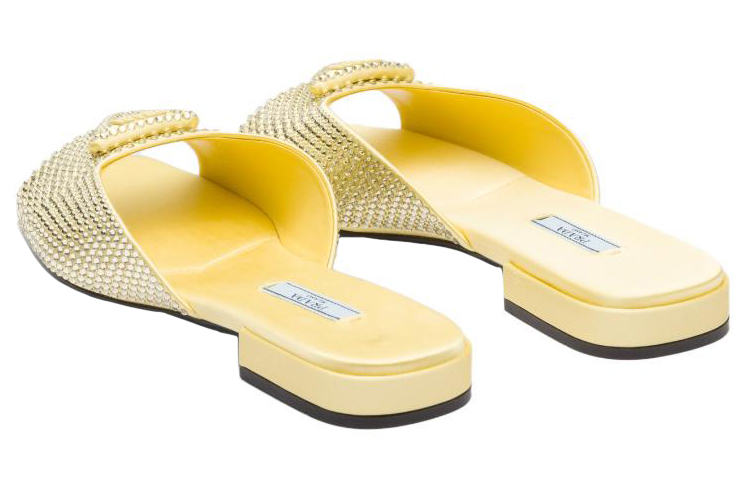 (W) Prada Satin Fashion Slippers 'Faux Crystal Yellow' 圖 5