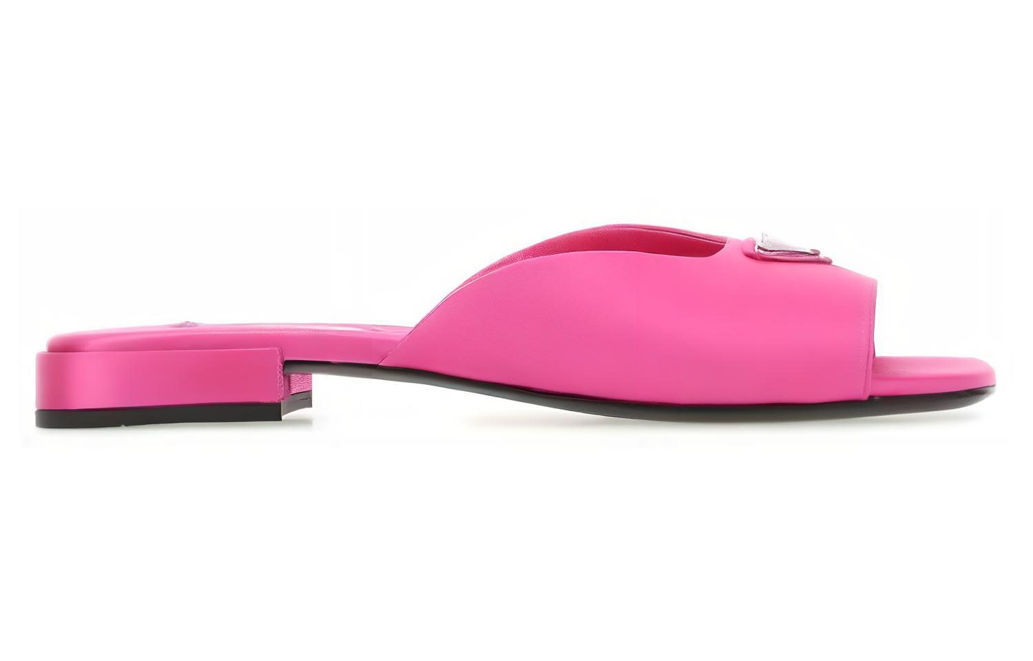 (W) Prada Satin Flat Sandals 'Pink Enamel Triangle Logo' 圖 2