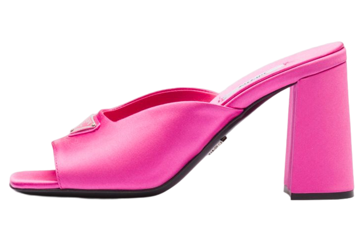 Buy (W) Prada Satin Hoge Hak Vierkante Neus Fashion Slide ''Roze'' 1XX643_049_F0638_F_085