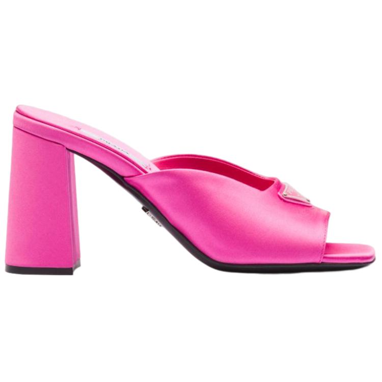 Order (W) Prada Satin Hoge Hak Vierkante Neus Fashion Slide ''Roze'' 1XX643_049_F0638_F_085