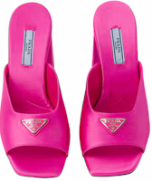 Shop PRADA 緞面 高跟方頭 時尚涼拖 8.5cm 女款 粉色