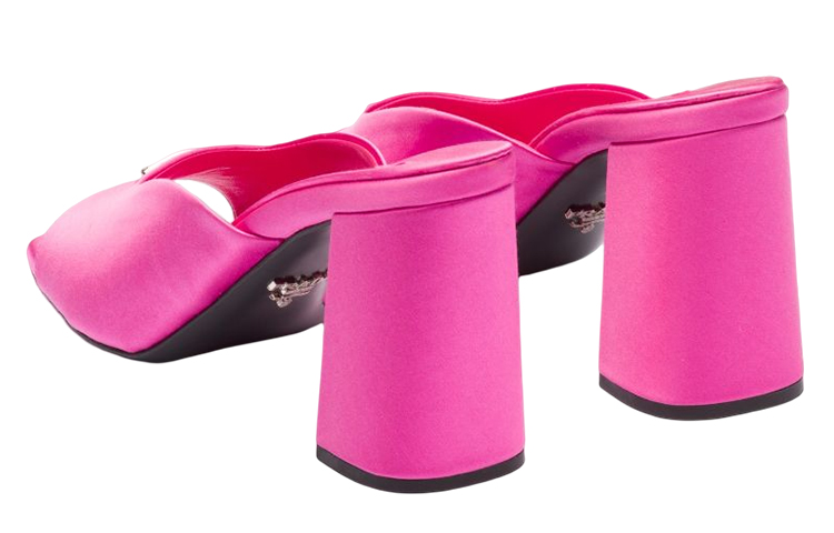 Purchase (W) Prada Satin Hoge Hak Vierkante Neus Fashion Slide ''Roze'' 1XX643_049_F0638_F_085