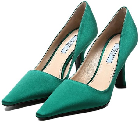 (Women) Prada Satin High-Heeled Pumps 'Green' 1I718L_049_F0458_F_090 Lookbook (Women) Prada Satin High-Heeled Pumps 'Green' 1I718L_049_F0458_F_090