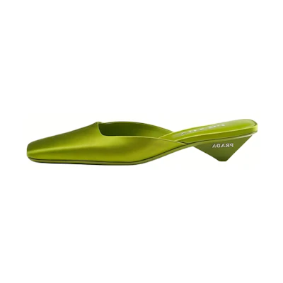 (W) Prada Satin Mule Slippers 'Green CMFT'