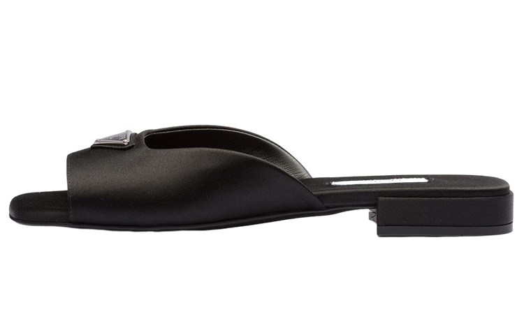 Buy (W) プラダ サテン オープン トゥ スライド サンダル (黒) 1XX643_049_F0002_F_010