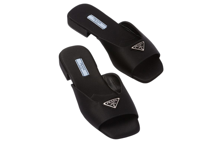 Purchase (W) プラダ サテン オープン トゥ スライド サンダル (黒) 1XX643_049_F0002_F_010