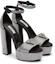 Shop (W) Prada Satin Plateau Sandalen ''Crystal Zilver-Zwart'' 1XP53B_2AWL_F0T70_F_135
