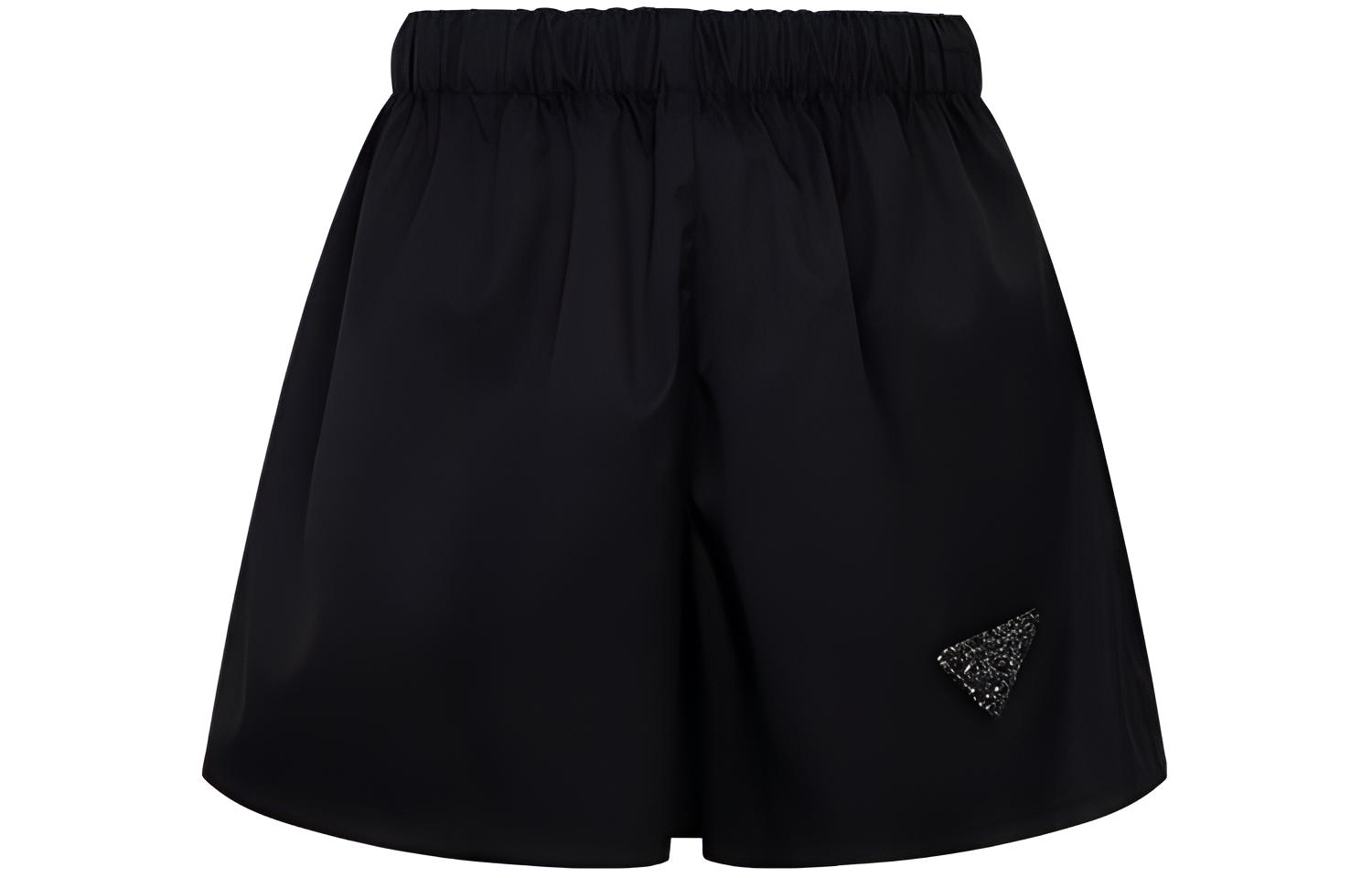 (Women) PRADA Sequin Embroidered Logo Nylon Casual Shorts Women Black. 22Z757-1WQ8-F0002-S-221