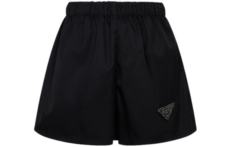 Order (W) 普拉达女士黑色亮片刺绣Logo尼龙休闲短裤. 22Z757-1WQ8-F0002-S-221