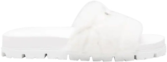 (Women) Prada Shearling Slide 'White' 1XX592-173-F0009 (Women) Prada Shearling Slide 'White' 1XX592-173-F0009