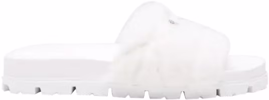 (Women) Prada Shearling Slide 'White' 1XX592-173-F0009 (Women) Prada Shearling Slide 'White' 1XX592-173-F0009