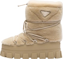 (Women) Prada Sheepskin Lace-Up Thick-Soled Ankle Snow Boots 'Beige' 1U032N_173_F0379_F_040 (Women) Prada Sheepskin Lace-Up Thick-Soled Ankle Snow Boots 'Beige' 1U032N_173_F0379_F_040