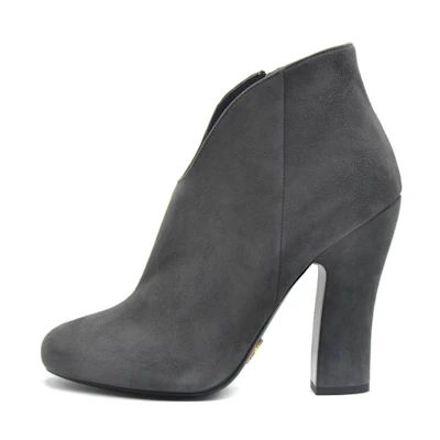 (W) Prada Short Boots 'Grey Slip-On'