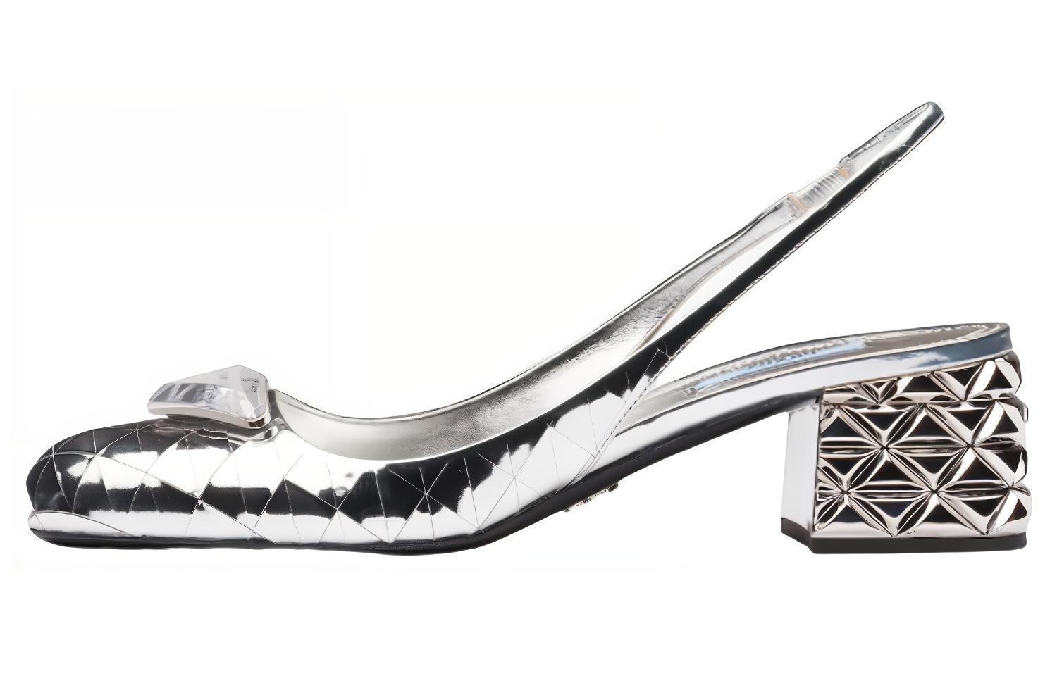 (W) Prada Slide Sandals 'Silver'