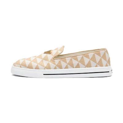 (W) Prada Slip-On 'Embroidered Fabric - Beige White'