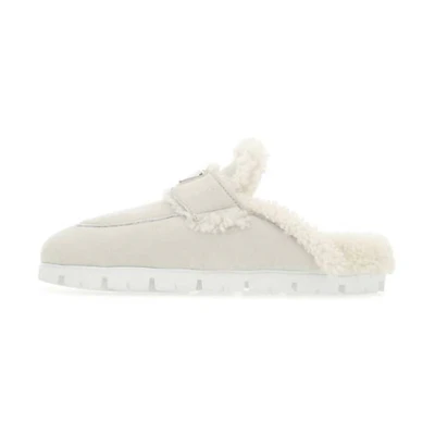 (W) Prada Slipper 'Chalk-Cut Shearling Grey White'