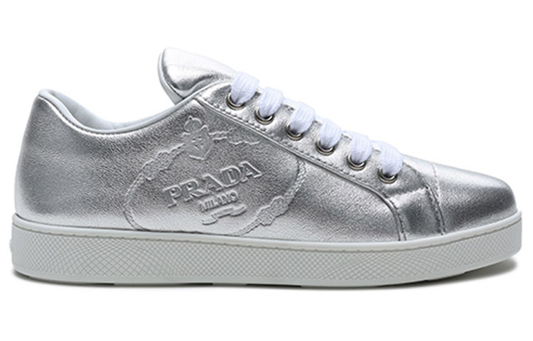 (W) Prada Sneakers 'Silver Leather Lace-Up' 圖 2