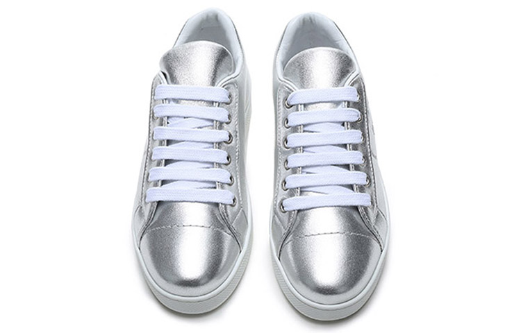(W) Prada Sneakers 'Silver Leather Lace-Up' 圖 4