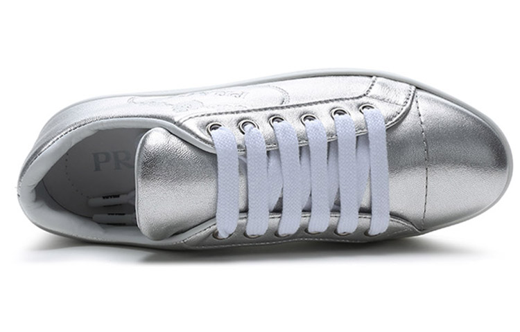 (W) Prada Sneakers 'Silver Leather Lace-Up' 圖 5
