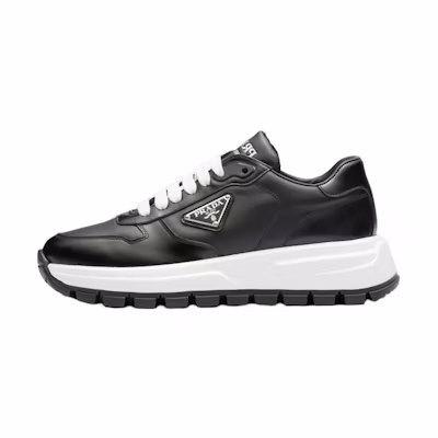(W) Prada Sneakers Low-Top 'Leather Logo Strap Black'